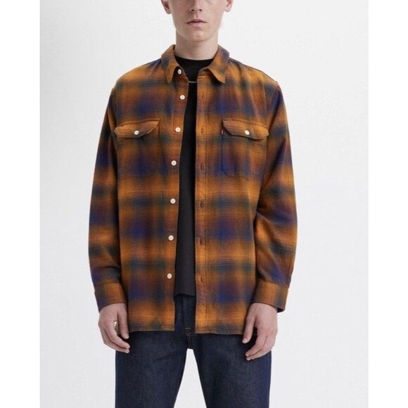 Levis Jackson Worker Overshirt Cotton Men's Sz M Relaxed Fit Plaid Check 89$ NWT - Picture 6 of 10